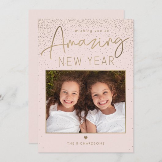 素晴らしい1年のモダンなハッピー新年写真カード シーズンカード (正面/裏面)