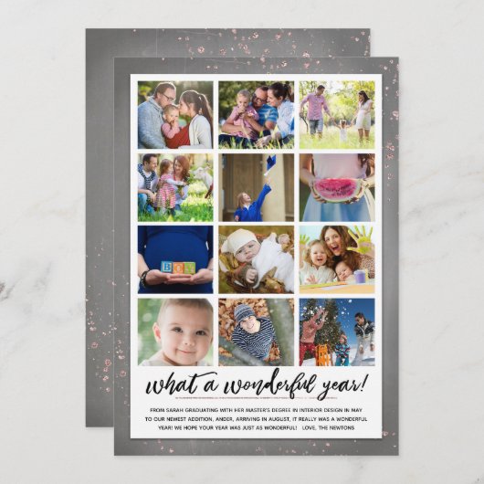 素晴らしい1年のレビュー | 年末年始のフォトカード シーズンカード (正面/裏面)