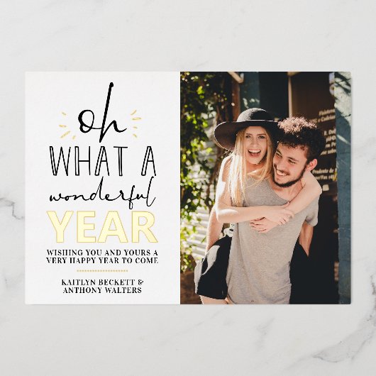 素晴らしい1年 |お正月の写真実在 箔シーズンカード (正面)