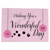 素晴らしい16誕生日の名前の日付ピンクの写真 ラージペーパーバッグ (裏面)