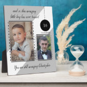 素晴らしい16誕生日名の日付グレーの写真 フォトプラーク (側面)