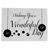 素晴らしい16誕生日名の日付グレーの写真 ラージペーパーバッグ (裏面)