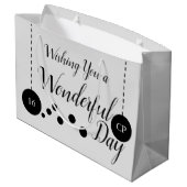 素晴らしい16誕生日名の日付グレーの写真 ラージペーパーバッグ (裏面アングル)