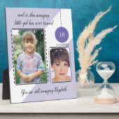 素晴らしい18誕生日名の日付の紫色の写真 フォトプラーク (側面)