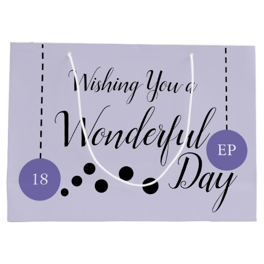 素晴らしい18誕生日名の日付の紫色の写真 ラージペーパーバッグ (裏面)