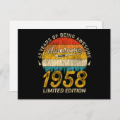 素晴らしい1958年レトロ風 67歳の誕生日ギフト 67周年おめでとう ポストカード (正面/裏面)