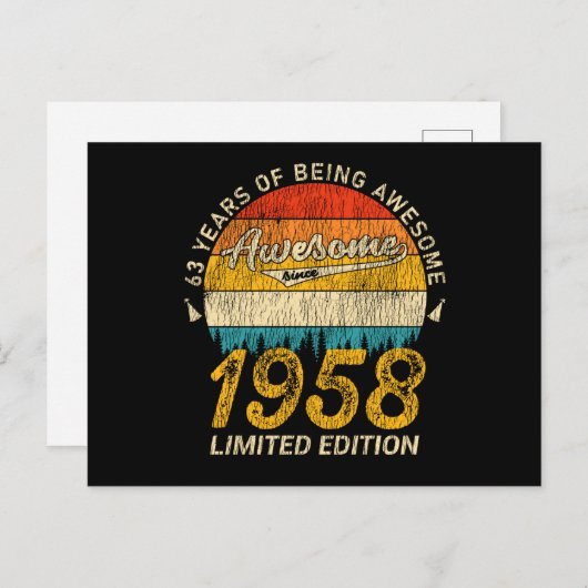 素晴らしい1958年レトロ風 67歳の誕生日ギフト 67周年おめでとう ポストカード (正面/裏面)