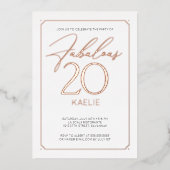 素晴らしい20 20エレガント番目の誕生日フォイル招待状 箔招待状 (正面)