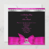 素晴らしい21ホットピンクブラックシルバーバースデーパーティー 招待状 (裏面)