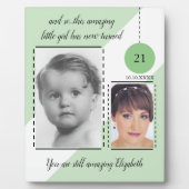 素晴らしい21歳の誕生日の名前の日付の緑の写真 フォトプラーク (正面)