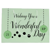 素晴らしい21歳の誕生日の名前の日付の緑の黒い写真 ラージペーパーバッグ (裏面)