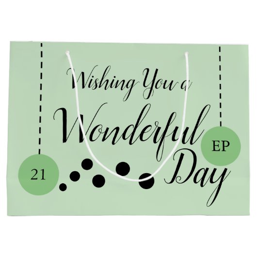 素晴らしい21歳の誕生日の名前の日付の緑の黒い写真 ラージペーパーバッグ (裏面)