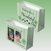 素晴らしい21歳の誕生日の名前の日付の緑の黒い写真 ラージペーパーバッグ