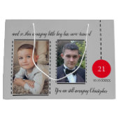 素晴らしい21歳の誕生日の名前は赤い灰色の写真 ラージペーパーバッグ (正面)