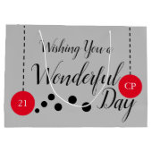 素晴らしい21歳の誕生日の名前は赤い灰色の写真 ラージペーパーバッグ (裏面)