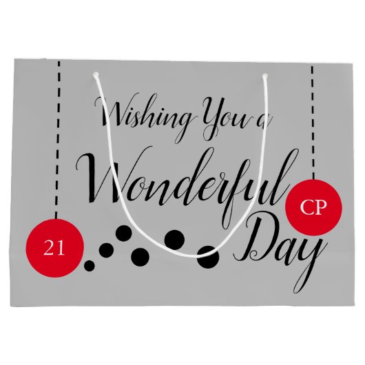 素晴らしい21歳の誕生日の名前は赤い灰色の写真 ラージペーパーバッグ (裏面)