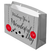 素晴らしい21歳の誕生日の名前は赤い灰色の写真 ラージペーパーバッグ (裏面アングル)