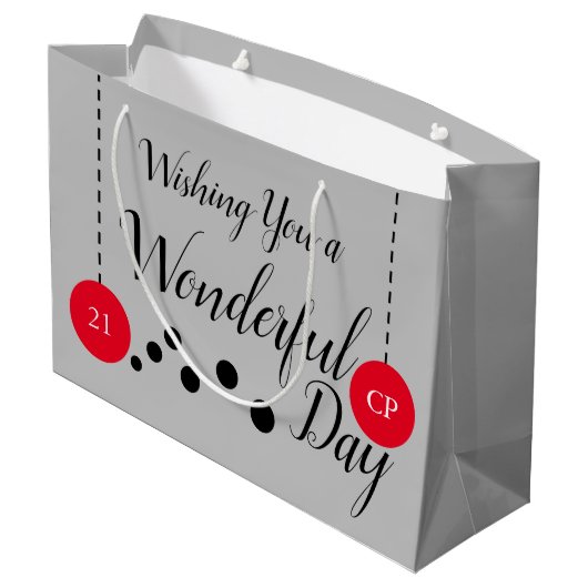 素晴らしい21歳の誕生日の名前は赤い灰色の写真 ラージペーパーバッグ (裏面アングル)