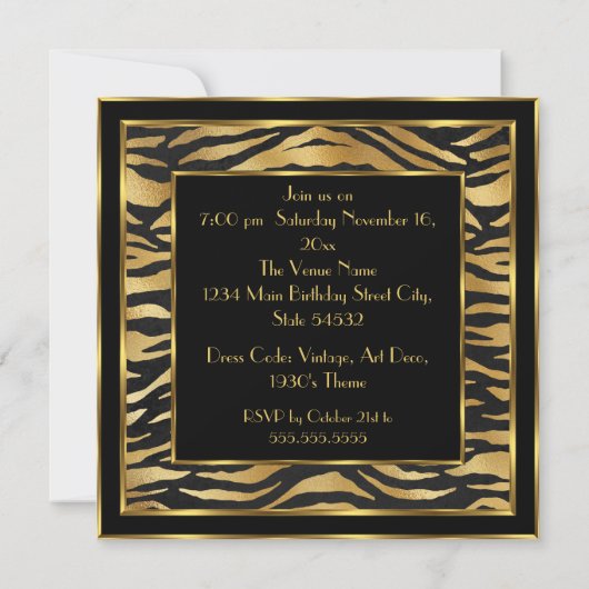 素晴らしい30の誕生日パーティー金ゴールドデコレディ2 招待状 (裏面)