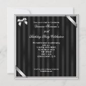 素晴らしい30エレガントシャンデリアシルバーブラック写真 招待状 (裏面)