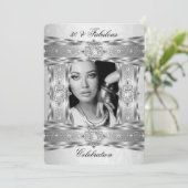 素晴らしい30エレガントダイヤモンドジェムシルバーホワイト写真 招待状 (スタンド正面)