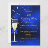 素晴らしい30シャンパーニュ王室のパーティーブルーヒール金ゴールド 招待状 (裏面)