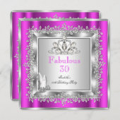 素晴らしい30パーティーパープルピンクシルバーシューズ 招待状 (正面/裏面)