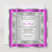 素晴らしい30パーティーパープルピンクシルバーシューズ 招待状 (裏面)