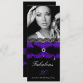 素晴らしい30パープルブラック30th誕生日パーティー 招待状 (正面/裏面)