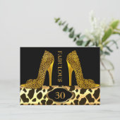 素晴らしい30ヒョウ金ゴールドチーターハイヒールパーティー 招待状 (スタンド正面)