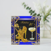 素晴らしい30ブルー王室の金ゴールド誕生日パーティー 招待状 (スタンド正面)