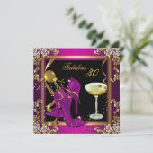 素晴らしい30プラムピンク金ゴールド誕生日パーティー 招待状 (スタンド正面)