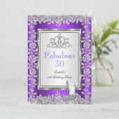 素晴らしい30誕生日パーティパープルシルバーシューズ2 招待状 (スタンド正面)