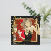 素晴らしい30赤金ゴールドブラック誕生日パーティー 招待状 (スタンド正面)