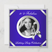 素晴らしい30青王室のいダイヤモンドのシルバーフォト 招待状 (正面)