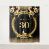 素晴らしい30thマン誕生日ウイスキーパーティーバナー タペストリー (正面)