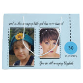 素晴らしい30th誕生日の名前の日付ブルーブラック ラージペーパーバッグ (正面)