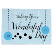 素晴らしい30th誕生日の名前の日付ブルーブラック ラージペーパーバッグ (裏面)