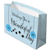 素晴らしい30th誕生日の名前の日付ブルーブラック ラージペーパーバッグ (裏面アングル)