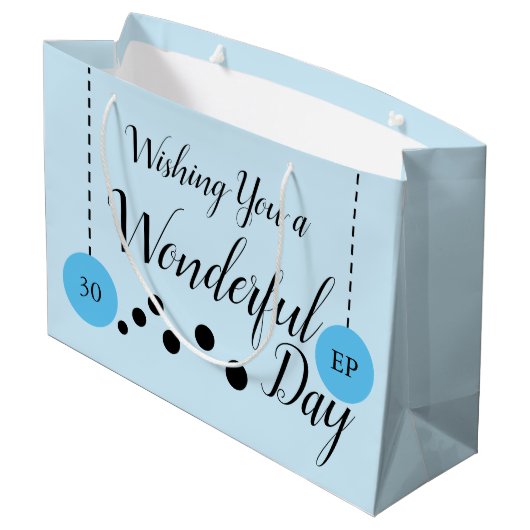 素晴らしい30th誕生日の名前の日付ブルーブラック ラージペーパーバッグ (裏面アングル)