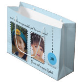 素晴らしい30th誕生日の名前の日付ブルーブラック ラージペーパーバッグ (正面アングル)