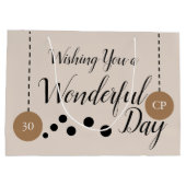 素晴らしい30th誕生日の名前の日付ベージュの茶色の写真 ラージペーパーバッグ (裏面)