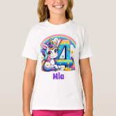素晴らしい4つ以上のユニコーンカスタム誕生日 Tシャツ (正面)
