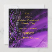 素晴らしい40ウーマンズパープル金ゴールドヒール誕生日 招待状 (裏面)