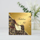 素晴らしい40エキゾチック金ゴールドブラウンヒール誕生日 招待状 (スタンド正面)