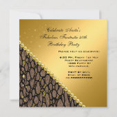 素晴らしい40エキゾチック金ゴールドブラウンヒール誕生日 招待状 (裏面)