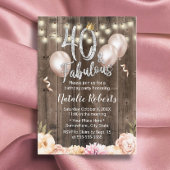 素晴らしい40エレガントフローラクイーン40歳の誕生日 招待状