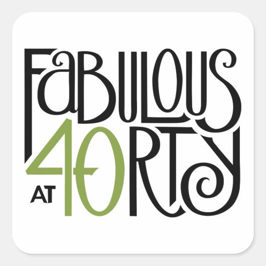 素晴らしい40グリーンスクエアステッカー スクエアシール (正面)