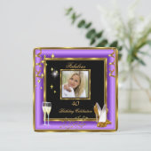 素晴らしい40フォトパープル金ゴールドシャンパンヒール2 招待状 (スタンド正面)