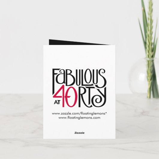 素晴らしい40ブラックレッドありがとうノートカード サンキューカード (裏面)